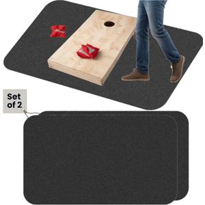 2 Cornhole Mats Prevent Cornhole Board from Slipping, Pitch Pad Keep Tossing Bags Clean and Secure Footing, Gray, 51inch x72 inch (2 Mats)
