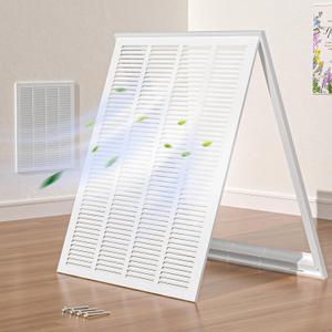 Fits 20x25 Duct Opening, Hon Guan Steel Return Air Grille with Removable Door, HVAC Vent Cover Grill for Home Ceiling or Wall, Compatible with 1 Inch Filters, External Dimensions: 22.4"W X 27.8"H