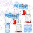 Kid Odyssey 2 Pack Bubble Gun with 4 Refill Solution and 3 Colorful LED Light, Bubble Machine for Kids, Bubble Maker for Party Favors, Birthday Gift, Indoor Outdoor Toys for Toddlers (Red)