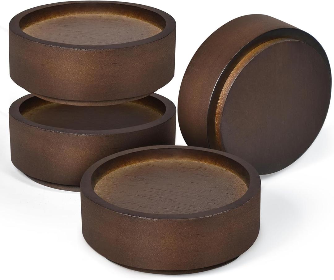 Sopicoz Wood Bed Risers, Heavy Duty Wood Blocks, 1 inch Stackable to 2 inch 3 inch 4 inch High, Furniture Risers for Couch Sofa Cabinet Ottoman End Table (4pcs Round)