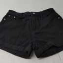 SweatyRocks Women's High Rise Roll Up Hem Straight Leg Denim Jean Shorts with Pocket (Large, Black)