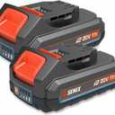 SENIX 20V 2-Pack 2Ah Batteries Lithium-ion Battery for X2 Pruning Shears, Lawn and Garden and Cordless Power Tools, Fade-Free, Battery Indicator Lights, Incompatible with Snow Blower and Lawn Mower
