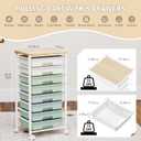 Rolling Cart with 8 Drawers, Storage Drawers Cart with Wooden Tabletop and Lockable Wheels, Craft Storage for Living Room, Office, Classroom, Craft Room, Bedroom