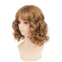 Short Blond Curly Wig for Women with Bangs Shoulder Length Wig Curly Natural for Daily Party Use