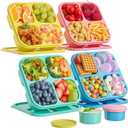 Canfanni 3 Pcs Snack Box Containers Set, Reusable 4 Compartment Lunchable Container, Stackable BPAFree Bento Box for School, Work, Travel (3 Color)