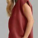Saodimallsu Womens Cap Sleeve Sweater Top Summer Crew Neck Trendy Going Out Loose Knit Shirt (Red)