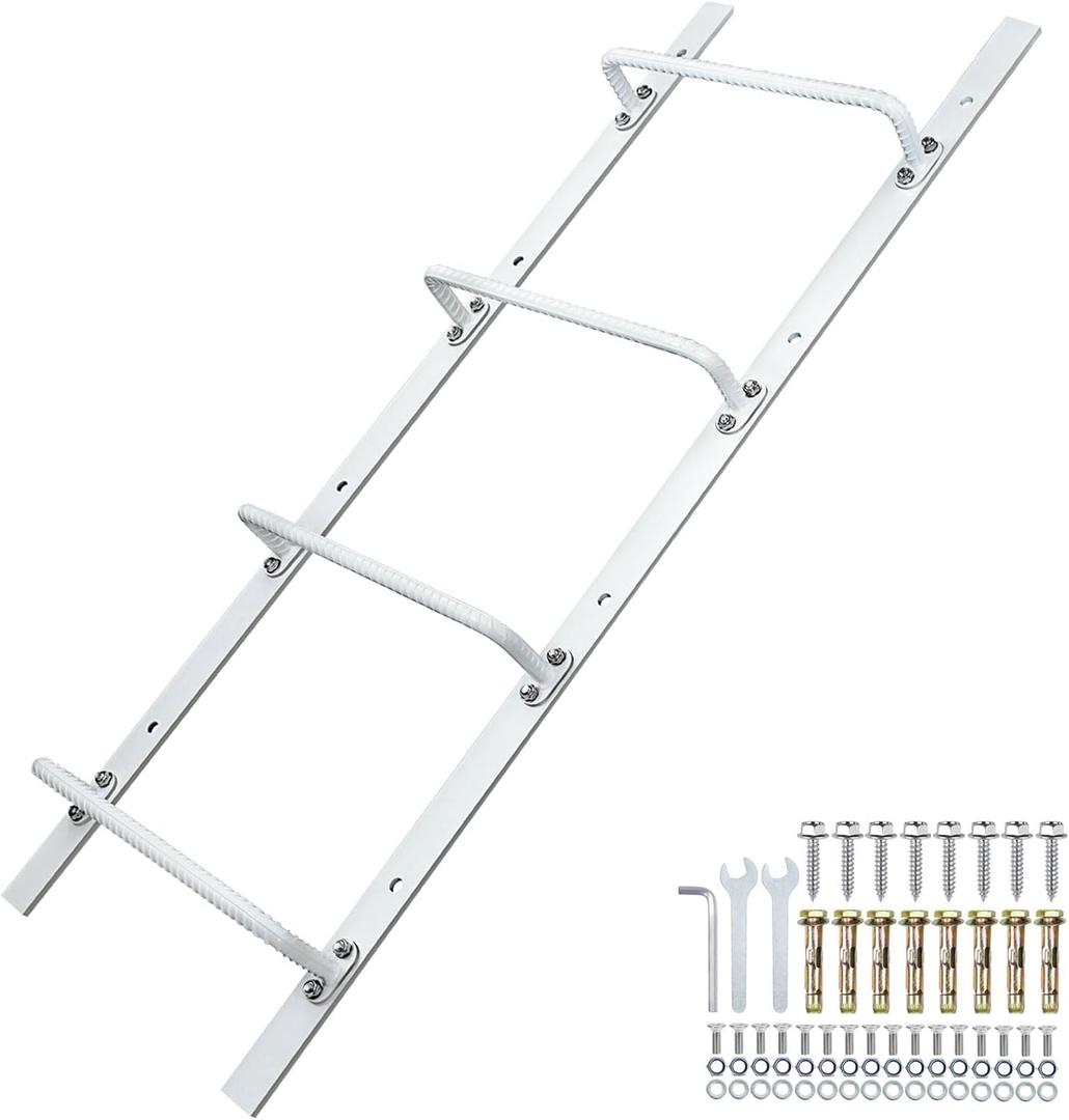 4-Rung Window Well Ladder Straight, Heavy Duty Steel Fire Escape Ladder, Powder-Coated Basement Egress Window Ladder 45.2" Lx17.9 W, White