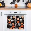 Halloween Kitchen Dish Towel Orange Black Plaid Dot Pumpkin 18 x 28 Inch Dishcloth Hand Drying Tea Towel for Cooking Baking Cleaning Wipes, 2Pcs