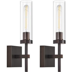 SANTOSTOCK Oil Rubbed Bronze Battery Operated Wall Sconces with Remote Control, Wireless Wall Sconce Set of 2, Rechargeable Cordless Wall Lights for Living Room Bathroom Hallway Entryway Stairwell