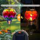 Hot Air Balloon Solar Lantern with Flickering Flame Light Glass Hanging Solar Lanterns Outdoor Waterproof for Garden Tree Yard Patio Party Decor, Color-Wave