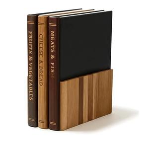 Cutting Board Set with Stand -Book-Shaped Wooden Chopping Boards Labeled for Meat, Fish, Cheese, Bread, Fruits & Vegetables - Decorative Kitchen Gift