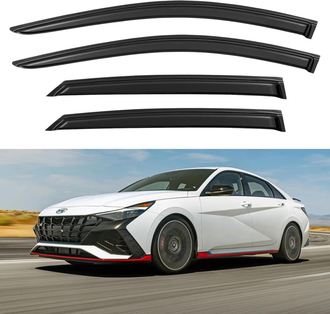 Window Visors Rain Guards Shield for 2021 2022 2023 2024 2025 2026 Hyundai Elantra, Out-Channel Window Vent Wind Deflectors Visors Shades for 21-26 Elantra