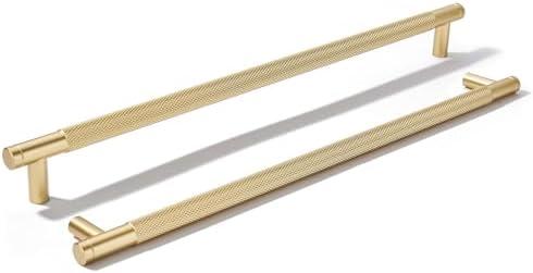 khtumeware 5 Pack 12 Inch(305mm) Aluminum Handles Knurled Gold Cabinet Pulls Drawer Pulls Kitchen Hardware Kitchen Handles for Cabinets Cupboard Handles