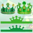 2 x 30 Pack St. Patrick's Day Crown Crafts Kit for Kids Classroom with Elastic Band, Blank Green Shamrock Clover Paper DIY Hats with Gold Coins Stickers for Irish St Patricks Day Theme Party Supplies (Green)