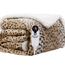 Electric Heated Blanket Full Size 72"x84" - Microplush & Sherpa Fabric Dual-Sided, 9 Heat Settings & 10 Hours Auto Off, Cozy Warming Throw for Office or Bed, Machine Washable, Beige Leopard Print