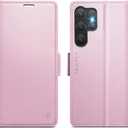 for Samsung Galaxy S25 Ultra Case Wallet with RFID Blocking Card Holder, PU Leather Kickstand Protective Flip Phone Cover Fit for Galaxy S25 Ultra 6.9", Rose Gold