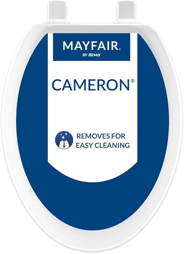 Mayfair 1841EC 000 Cameron Toilet Seat Will Never Loosen and Easily Remove Durable Enameled Wood, Elongated, White
