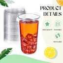 50 Pcs Clear Strawless Plastic Lids Fits for 12, 16, 20 and 24 oz Cups Disposable PET Sipper Cup Lids for Iced Coffee Milkshake Party Supplies (Transparent,95mm)