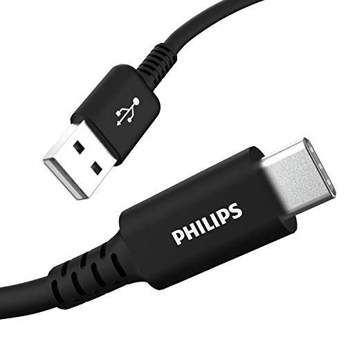 Philips USB A to USB C Cable, 15W 6Ft Type C Charging Cable for iPhone 16 Series, 15 Series, iPad Pro USB C Charger Cord, Type C Charging Power Cord, USB C Phone Charging Cable, Black, DLC4106A/37