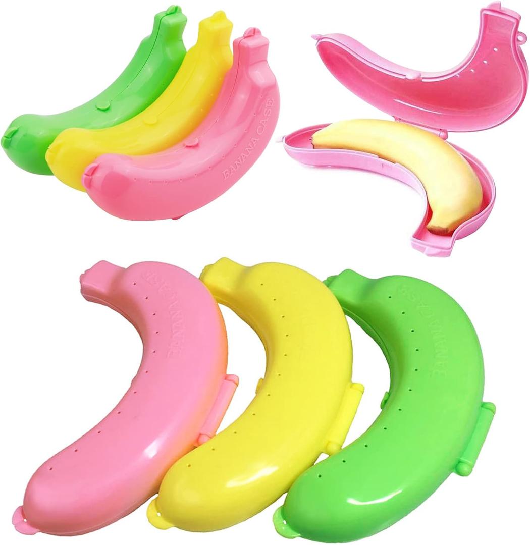 3Pcs Banana Case, Cute Banana Protector Storage Box, Portable Banana Holder for Lunch Boxes, BPA-Free Fruit Container for Outdoor Travel (3 Colors)