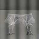 ohyeah Garter Belt for Thigh Highs Stockings 4-Strap Easy Clip Clasps Sexy Mesh Suspender Plus Size Garter Lingerie (No Sock) (8-10, White/ Garter Only)