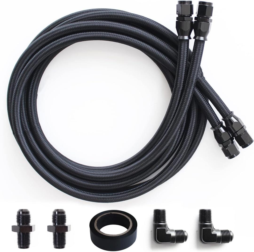 6AN Transmission Cooling Line Hose Compatible with 4L60 700R4 TH350 TH400 7 Ft Long Hose Fitting Nylon Stainless Steel Braided Lines
