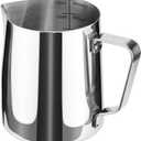HOFASON Stainless Steel Milk Frothing Pitcher Cappuccino Pitcher Pouring Jug Espresso Cup Creamer Cup for Latte Art, 12 Ounce (350 ML) (Silver)