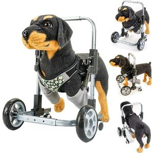 Front Leg Dog Wheelchair for Support Small Medium Large Dogs, Disabled Doggie Wheelchairs Brace for Walking, Adjustable Dog Mobility Aids Activity, Dog Wheel Chairs for Front Legs (Silver)