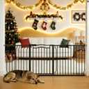 Extra Wide Baby Gate 67.3-81.1 Inch, Pressure Mounted Dog Gate Indoor, Walk Thru Pet Gate for Cat Dog Child,Pet Gates for The House Stairs Doorway Black