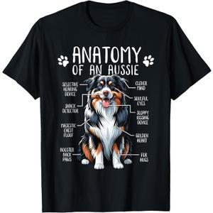 Funny Anatomy Australian Shepherd Dog Lover Aussie Owner Men Women Girls Kids T-Shirt, 2XL
