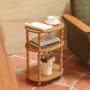 MaxSmeo End Table, Small Side Table for Small Spaces, Modern Oval Night Stand Accent Table for Living Room, Bedroom, Brown (11.8"D x 15.7"W x 22.4"H)