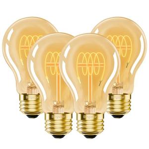 3 Pieces BLINGCOLOR A19 Vintage LED 3 3 Pieces Edison Light Bulbs 40 Watt, 4-Pack Dimmable A19 4W 2200K Amber Warm Light Bulbs, E26 Base, 4W Equal 40 Watt Incandescent Bulbs, Decorative Antique Spiral LED Bulb, 300LM