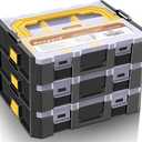 Small Parts Organizer, 6-Compartments Parts Organizer, Stackable, Removable Dividers for Hardware3 PCS,Yellow)