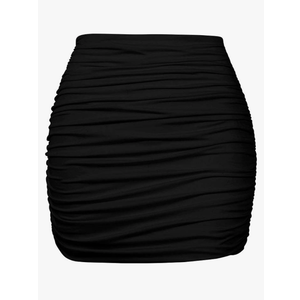 YMDUCH Women's Sexy High Waist Solid Tight Ruched Bodycon Mini Club Skirt