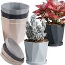 InmeRun Plant Pots Indoor Plastic Flower Pots Outdoor 5 inch Set of 6 Pack with Drainage Holes and Saucers for Garden Pots (5inch-6pcs) (Multicolor)
