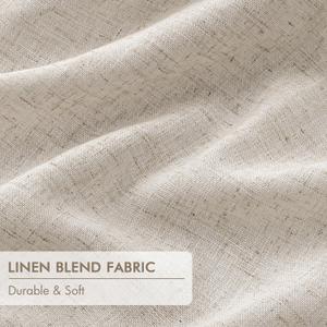Beige Blackout Linen Curtains 2 Panels Set, Black Out Light Blocking Room Darkening Drapes for Bedroom Living Room Window 88x52Inch
