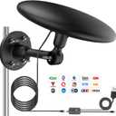 Omni Directional Outdoor TV Antenna, Outdoor Antenna for Smart TV, 720 Long Range Reception Digital HD Signal, with 35ft HDTV Cable, for Attic/Camper/RV/Boat, 2025 Latest (Black, Larger)