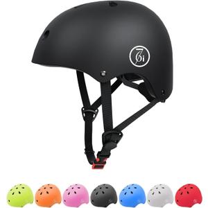 67i Bike Helmet Skateboard Helmet for Adult Cycling Bicycle Scooter Helmets for Men Women Adjustable for Multi-Sport Bicycle Scooter Inline Cycling Skateboarding (Large, Black)