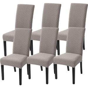 SearchI Dining Room Chair Covers Set of 6, Stretch Jacquard Parsons Chair Slipcovers Removable Washable Kitchen Chair Protector Cover for Dining Room, Hotel, Ceremony (Taupe Rhombus)