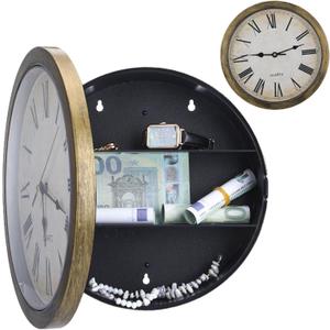 Hidden Safe, Clock Safe, Wall Clock Diversion, Hidden Compartment Containers Box, Secret Safes Hidden Plain Sight, Hidden Secret Hidden Clock for Valuables (2.56"D x 9.85"W x 9.85"H)