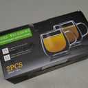 CNGLASS 10oz Double Walled Glass Coffee Mugs(2-pack),Clear Coffee Cups with Handle,Glass Espresso Mugs for Latte,Cappuccino,Tea