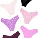 DEANGELMON Women Seamless Bikini Cheeky Underwear Invisible No Show Panties V-Waist Hipster Ladies Soft Stretch Multi Pack (Small, Butterfly Maiden - 6 Pack)