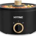Hytric Hot Pot Electric, 2.5L Portable Electric Pot with Non-Stick Coating, Multi-functional Cooker for Stir Fry, Steak, Noodles, Soup, Portable Ramen Cooker for Dorm and Office, Black (2.6 Quarts)