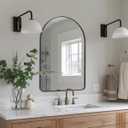 ANDY STAR Arched Mirror, 24" x 38" Black Bathroom Mirror in Stainless Steel Metal Frame, Arch Top Rounded Corner 1" Deep Set Design Wall Mount Hangs Vertical