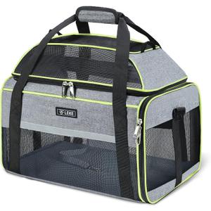 Lekereise Top-Expandable Pet Carrier 17x11x9.5 Inch Alaska Hawaiian Airline Approved Soft Sided Underseat to 12lbs Travel Carriers for Small Cats and Dogs with Locking Safety Zippers Anti-Scratch Mesh (Gray)