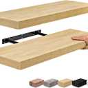 Sorbus Floating Shelves, Wall Shelves for Bedroom, Kitchen, Living Room, Home Decor 24 x 9 Inch Wall Mounted Floating Shelves for Wall, 2 Maple Wood