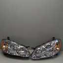 for 2003-2008 Toyota Corolla Headlights Assembly Compatible with 2003 2004 2005 2006 2007 2008 Toyota Corolla Chrome Housing Amber Reflector Replacement Pair Driver and Passenger Side