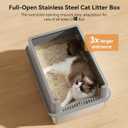 Jotesnew 2 Pack 28" Extra Large XXXL Stainless Steel Cat Litter Boxes with Lid Metal Cat Litterbox Pan for Big Cats and Multiple Cats, Anti-Leakage, Easy Cleaning, Include Scoop