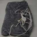 Homemate Heated Blanket Electric Throw - 50"x60" Heating Blanket Throw 1/2/4/6/8 Hours Auto-Off 10 Heat Levels Over-Heat Protection Soft Flannel Sherpa Heater ETL Certification (Light Grey (Striped))