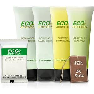 ECO amenities Travel Essentials Toiletry Kit - 150-Piece, 30 x 30ml Shampoo & Conditioner - 30 x 30ml Body Wash & Lotion - 30 x 28g Soap ECO amenities Travel Essentials Toiletry Kit - 150-Piece, 30 x 30ml Shampoo & Conditioner - 30 x 30ml Body Wash & Lotion - 30 x 28g Soap